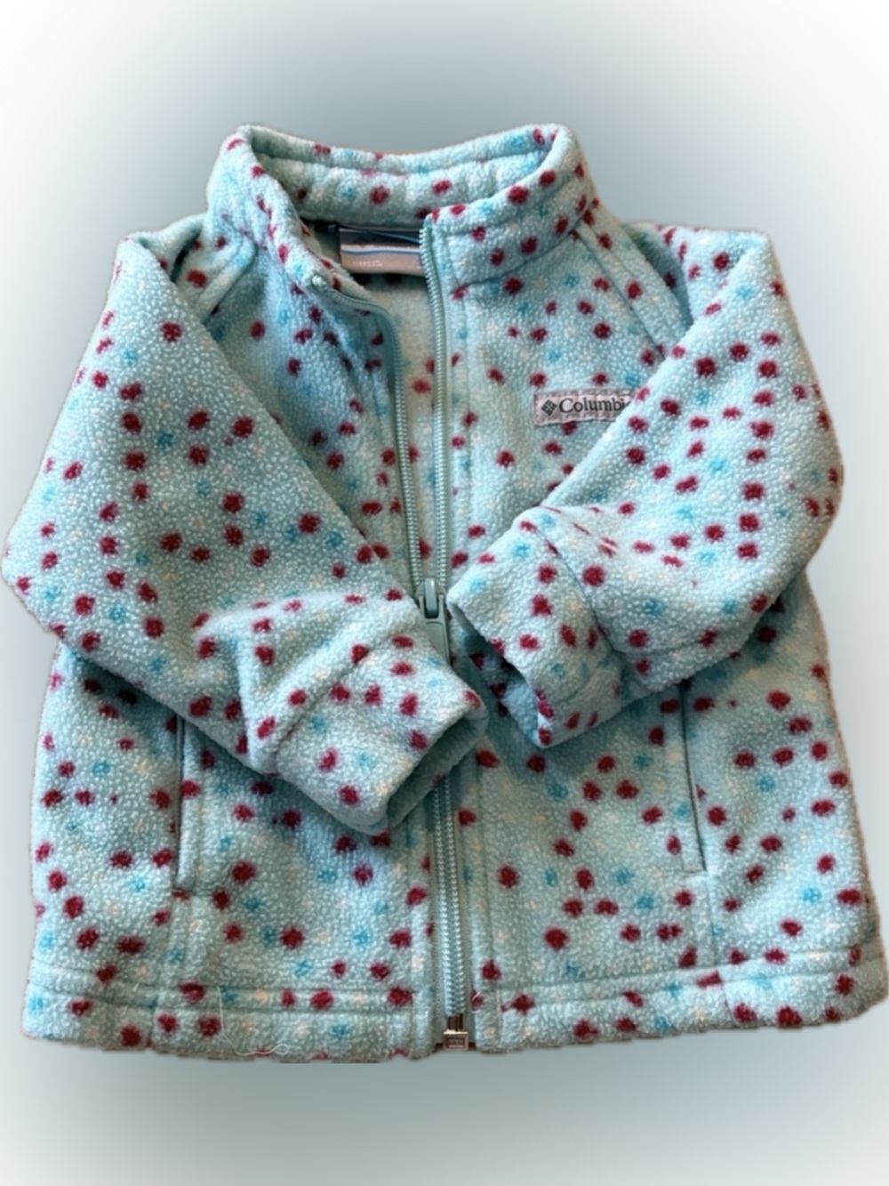 Columbia Aqua Fleece Jacket with Pink Dot Print